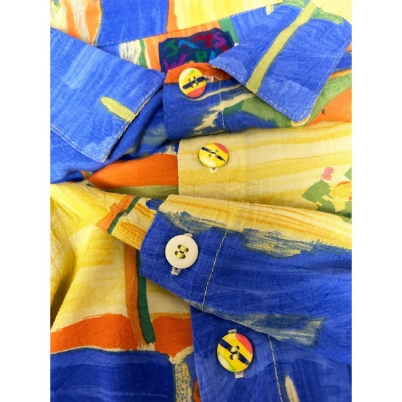 Jams World 100% Rayon Hawaiian Shirt Top Casual Tiki  Full Button Front Colorful - Picture 11 of 16